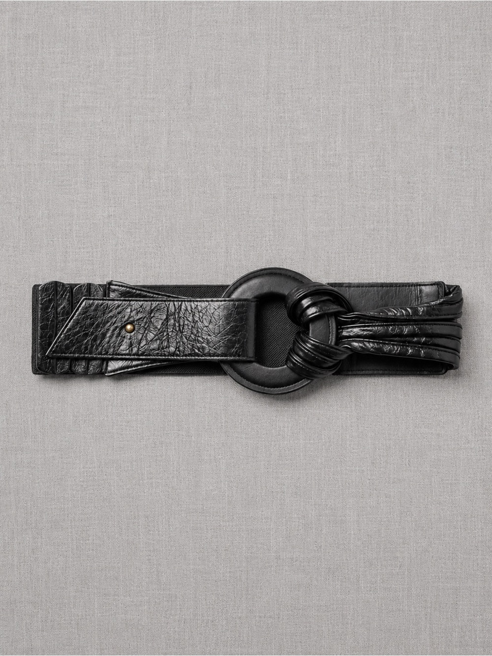 Luna Black Leather Knot Ring Belt L6014